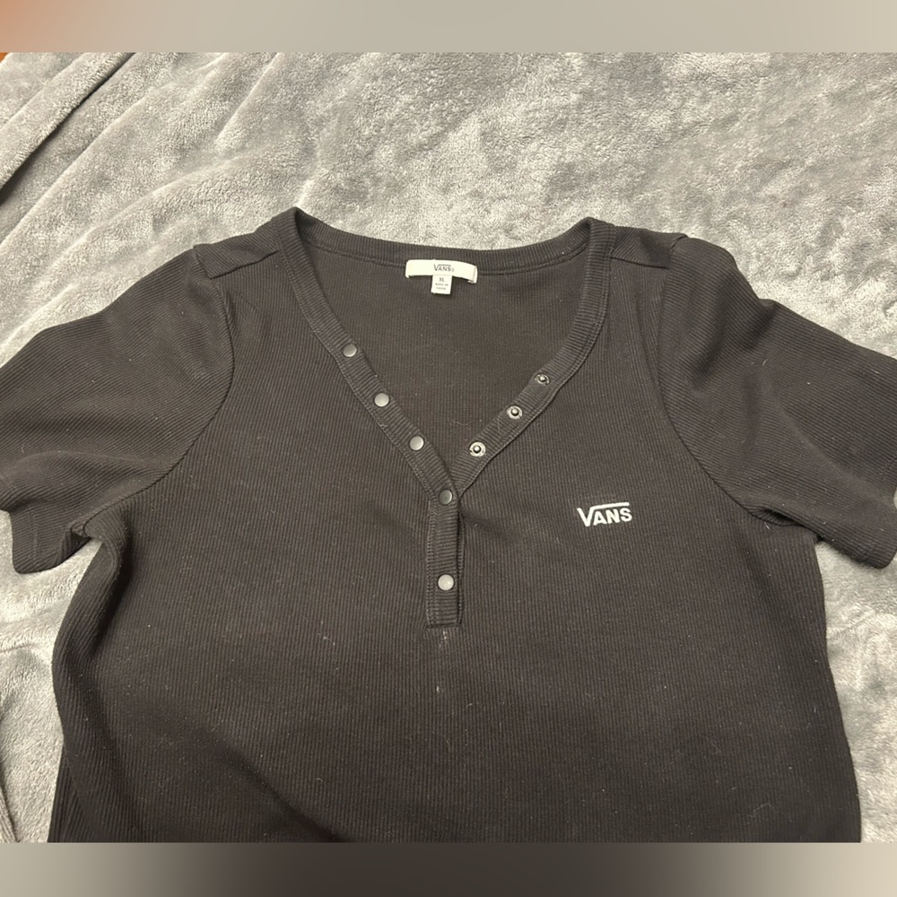 Vans Black Ribbed Henley Top
